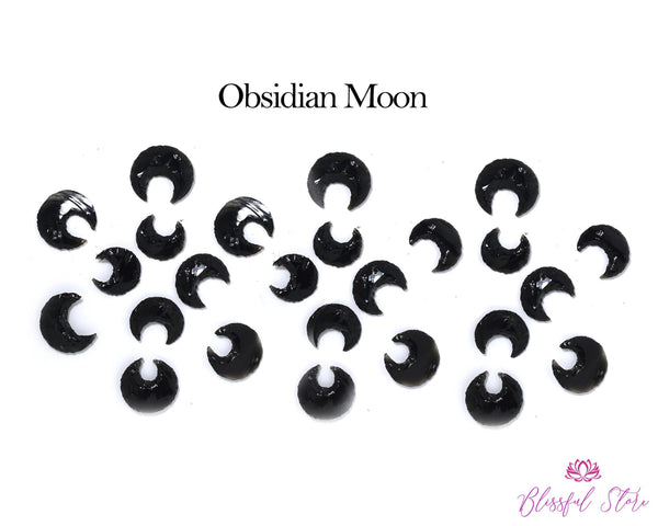 Crescent Moon Hand Carved Obsidian Gemstone - www.blissfulagate.com
