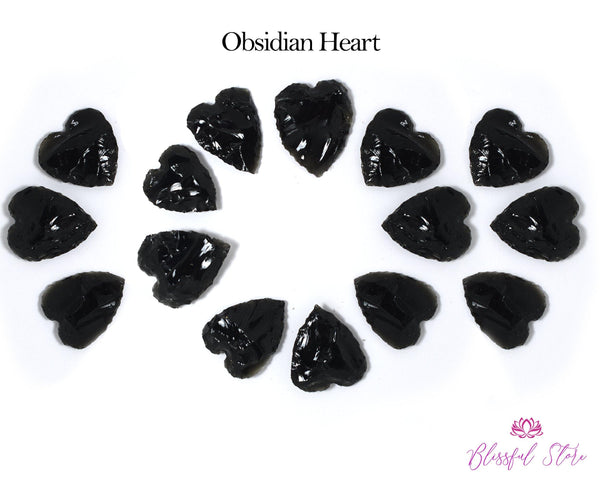 Heart Hand Carved Obsidian Gemstone - www.blissfulagate.com