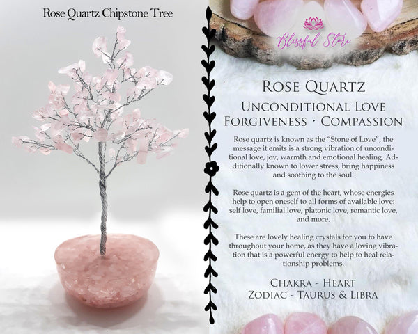 Rose Quartz Gemstone Bonsai Tree - www.blissfulagate.com