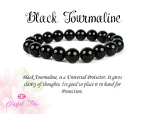 Genuine 8mm Black Tourmaline Crystal Bead Bracelet