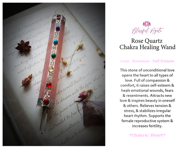 Rose Quartz Chakra Healing Wand - www.blissfulagate.com