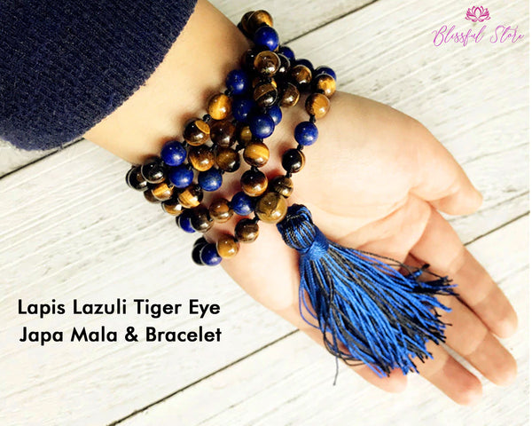 Tiger Eye Lapis Lazuli 108 Beads Japa Mala