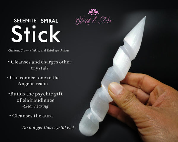 Selenite Spiral Crystal Point Wand