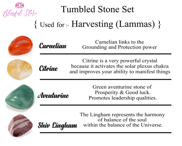Crystal Tumble Stone Set For harvesting Lammas Carnelian ,Citrine, Carnelian, Shiv Lingam - www.blissfulagate.com