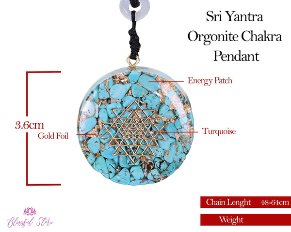 Turquoise Orgonite Yantra Pendant. - www.blissfulagate.com