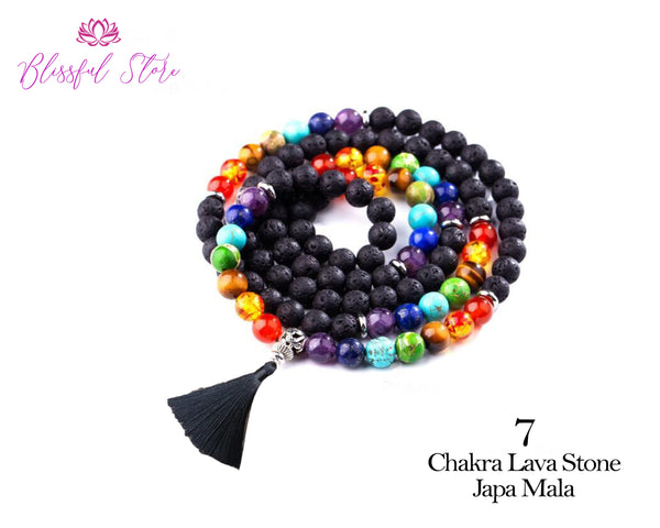 Seven Chakra Lava Stone108 Beads Japa Mala