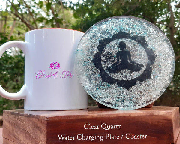 Clear Quartz Buddha Orgonite Energy Crystal Water Charging Plate / Coaster - www.blissfulagate.com