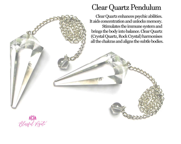 Orgonite Clear Quartz Gemstone Pendulum - www.blissfulagate.com