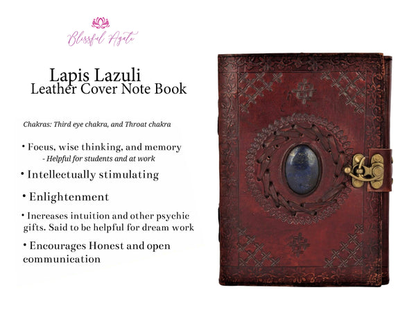 Lapis Lazuli Gemstone Leather Book { Dairy } - www.blissfulagate.com