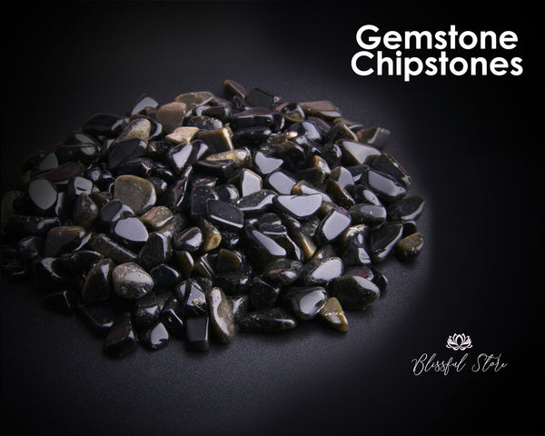 Black Obsidian Gemstone Chipstones - www.blissfulagate.com
