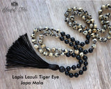 Dalamatian & Black Matte108 Beads Japa Mala With Buddha Charm - www.blissfulagate.com