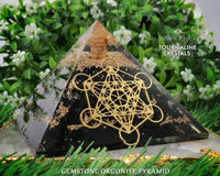 Black Tourmaline Crystal Gemstone EMF Pyramids.( Metatron Pyramid )