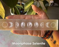 Selenite Moon Phase Engraved Stick