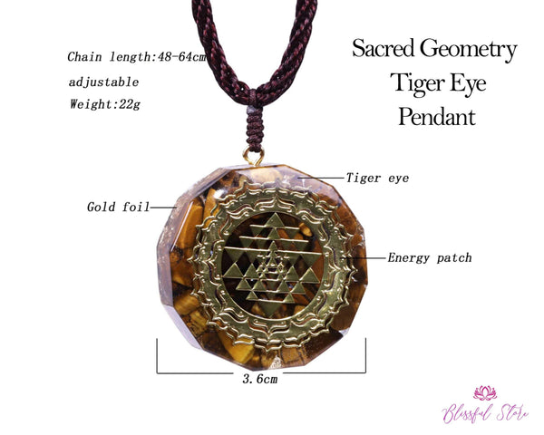 Tiger Eye Orgonite Yantra Pendant. - www.blissfulagate.com