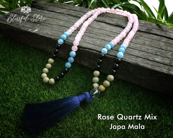 Rose Quartz Mix 108 Beads Japa Mala