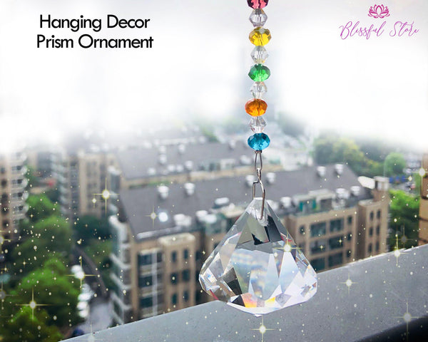 Rainbow Beads Crystal Sun Catcher Diamond Ornament - www.blissfulagate.com