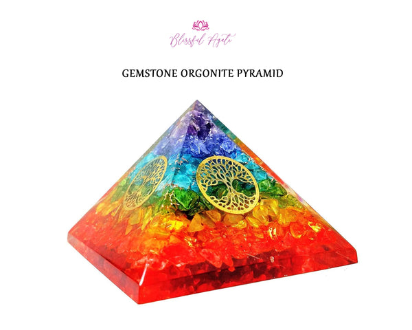 7 Chakra Crystal Gemstone EMF Pyramids.