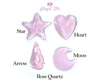 Crescent Moon Hand Carved Rose Quartz Gemstone - www.blissfulagate.com