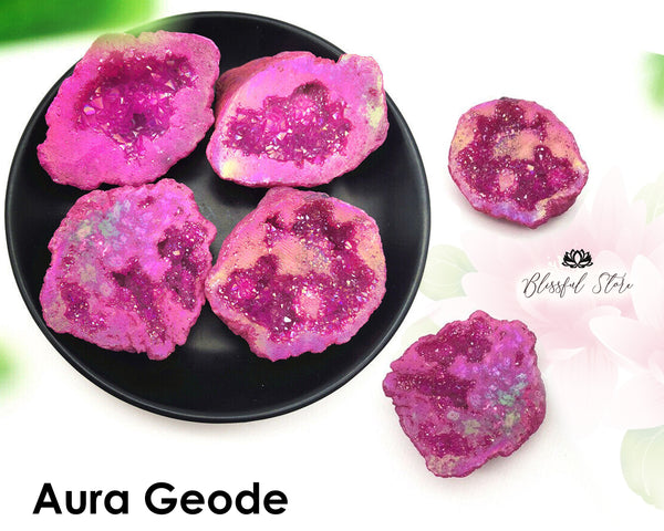 Pink Aura Geode Cluster