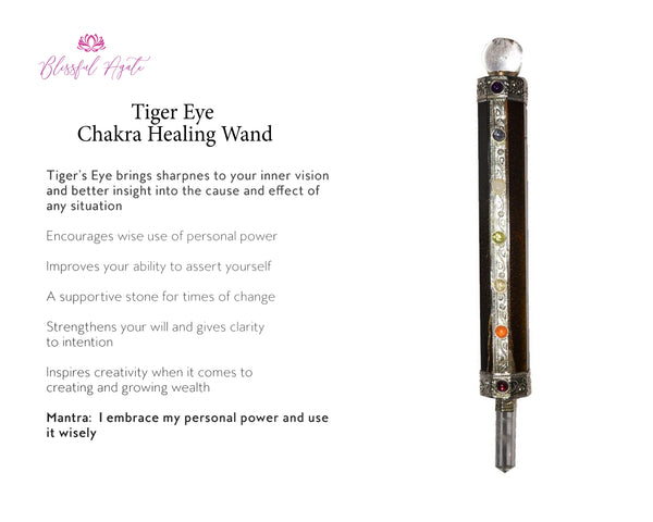 Tiger Eye Chakra Healing Wand - www.blissfulagate.com