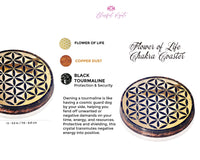 Black Tourmaline Flower of Life Orgone ( Golden Chakra ) Water Charging Plate / Coaster