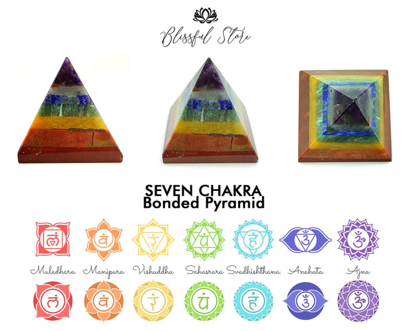 Seven Chakra Bonded Mini Pyramid
