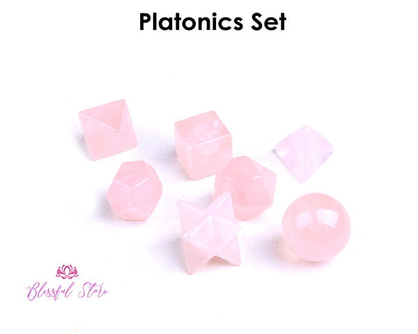Rose Quartz Platonic Solids Sacred Geometric Set