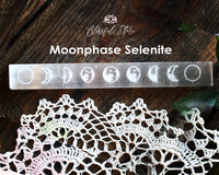 Selenite Moon Phase Engraved Stick
