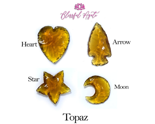 Star Hand Carved Topaz Gemstone - www.blissfulagate.com