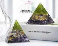 Peridot Gemstone Tree Crystal EMF Pyramids.