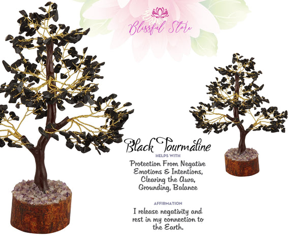 Black Tourmaline Gemstone Chipstone Tree - www.blissfulagate.com