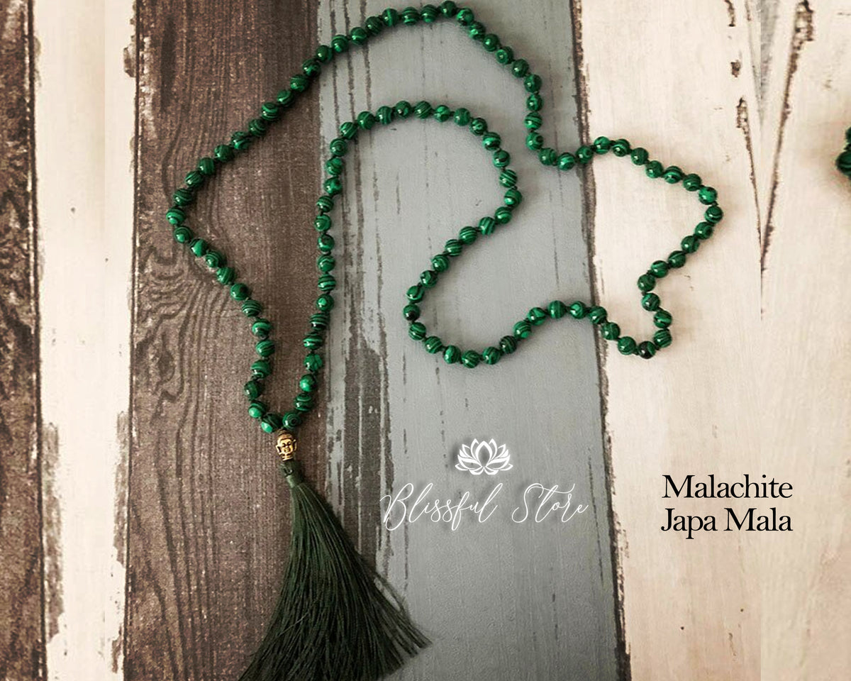 Green malachite 108 Beads Japa Mala With Buddha Charm –  www.