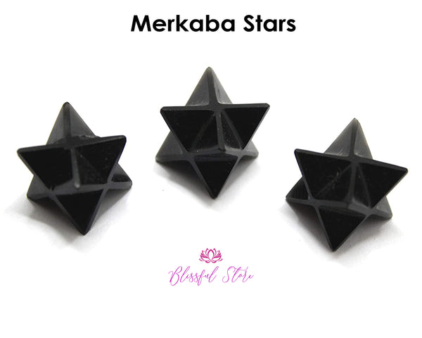 Black Obsidian Merkaba Star Reiki Stones - www.blissfulagate.com