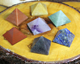 Seven Chakra Gemstones Mini Pyramids Set - www.blissfulagate.com