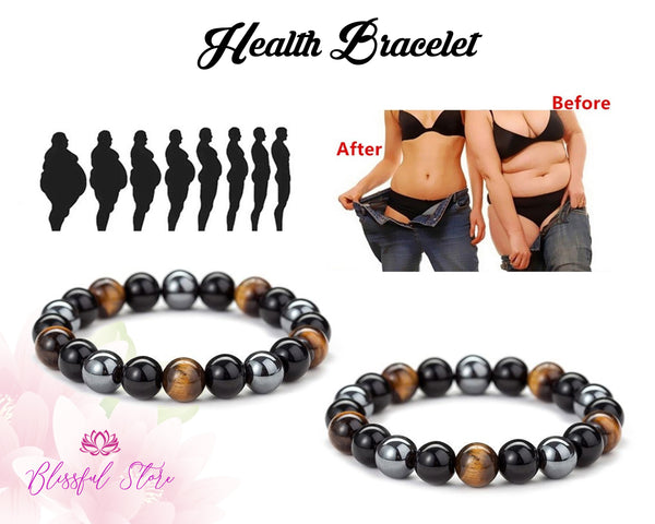 Triple Protection Bracelet, Tiger Eye, Hematite + Black Obsidian Beaded Bracelet
