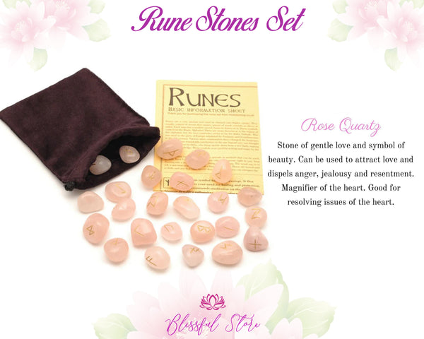 Rose Quartz Rune Stone Set