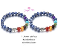 Elephant Charm Sodalite Bracelet - www.blissfulagate.com