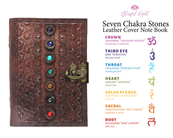 Seven Chakra Gemstone Leather Book { Dairy } - www.blissfulagate.com