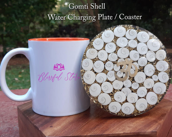 Gomti Shell Orgonite Energy Crystal Water Charging Plate / Coaster - www.blissfulagate.com