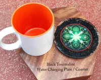 Black Tourmaline Orgonite Energy Crystal Water Charging Plate / Coaster - www.blissfulagate.com