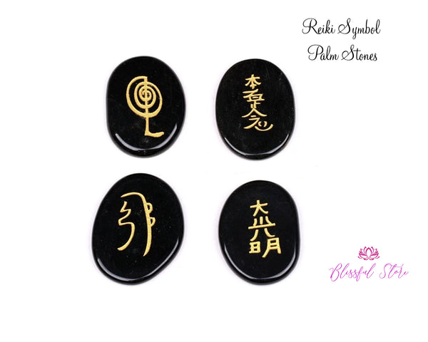 Obsidian Reiki Symbols Palm Stones