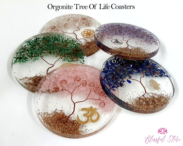 Gemstone Crystal Water Charging Plate  / Tree Of Life Coaster - www.blissfulagate.com