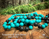 Turquoise And Lava Stone 108 Beads Japa Mala