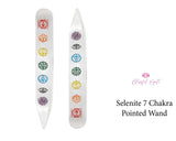 Selenite Seven Chakra Engraved Colored Pointed Stick - www.blissfulagate.com
