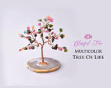 Rose Quartz Agate Coaster Base Gemstone Bonsai Tree - www.blissfulagate.com