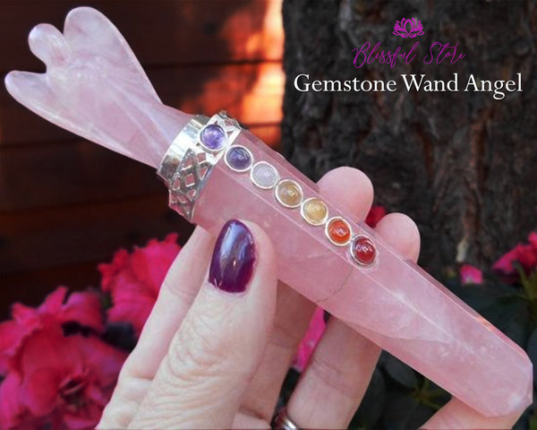 Rose Quartz Gemstone Angel Wand