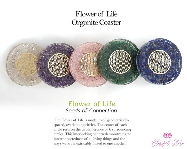 Gemstone Crystal Water Charging Plate Flower Of Life  / Flower Of Life Coaster - www.blissfulagate.com