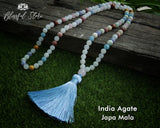 Indian Agate Mix 108 Beads Japa Mala With Buddha Charm
