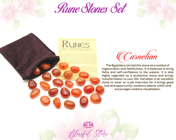 Carnelian Rune Stone Set - www.blissfulagate.com