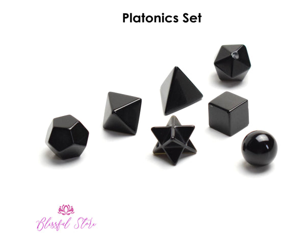 Obsidian Platonic Solids Sacred Geometric Set
